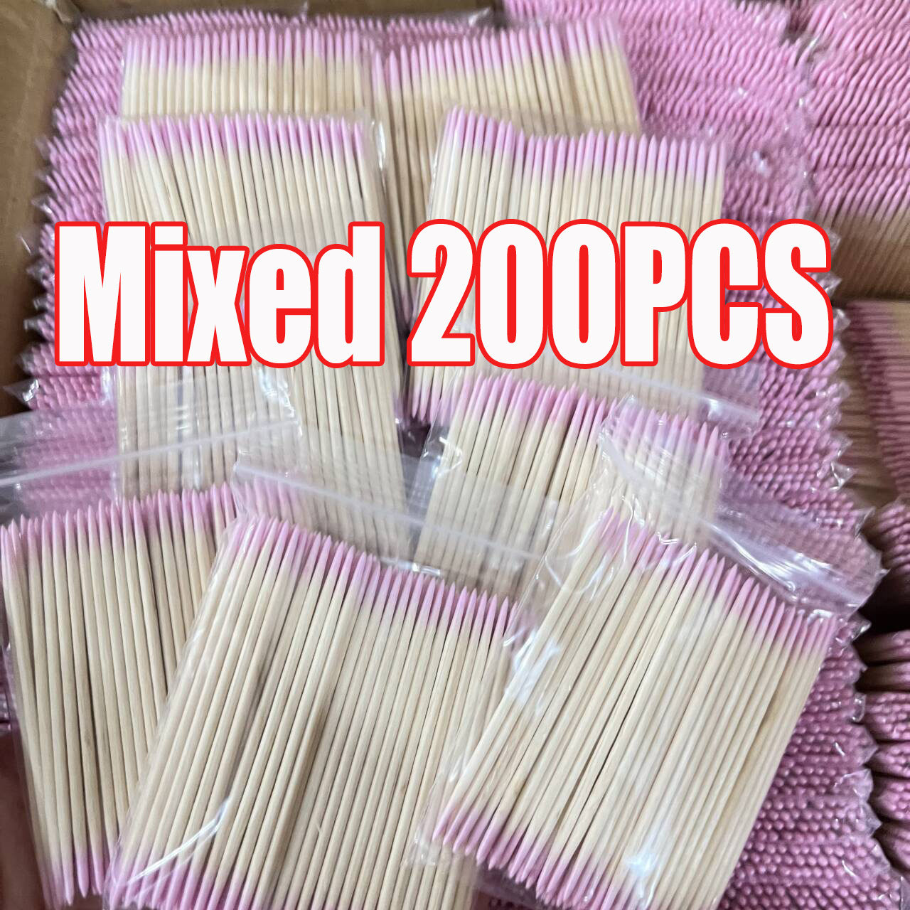 Sanding Stick Set - 200Pcs/Set Double-Headed Pink Wooden Nail Stick