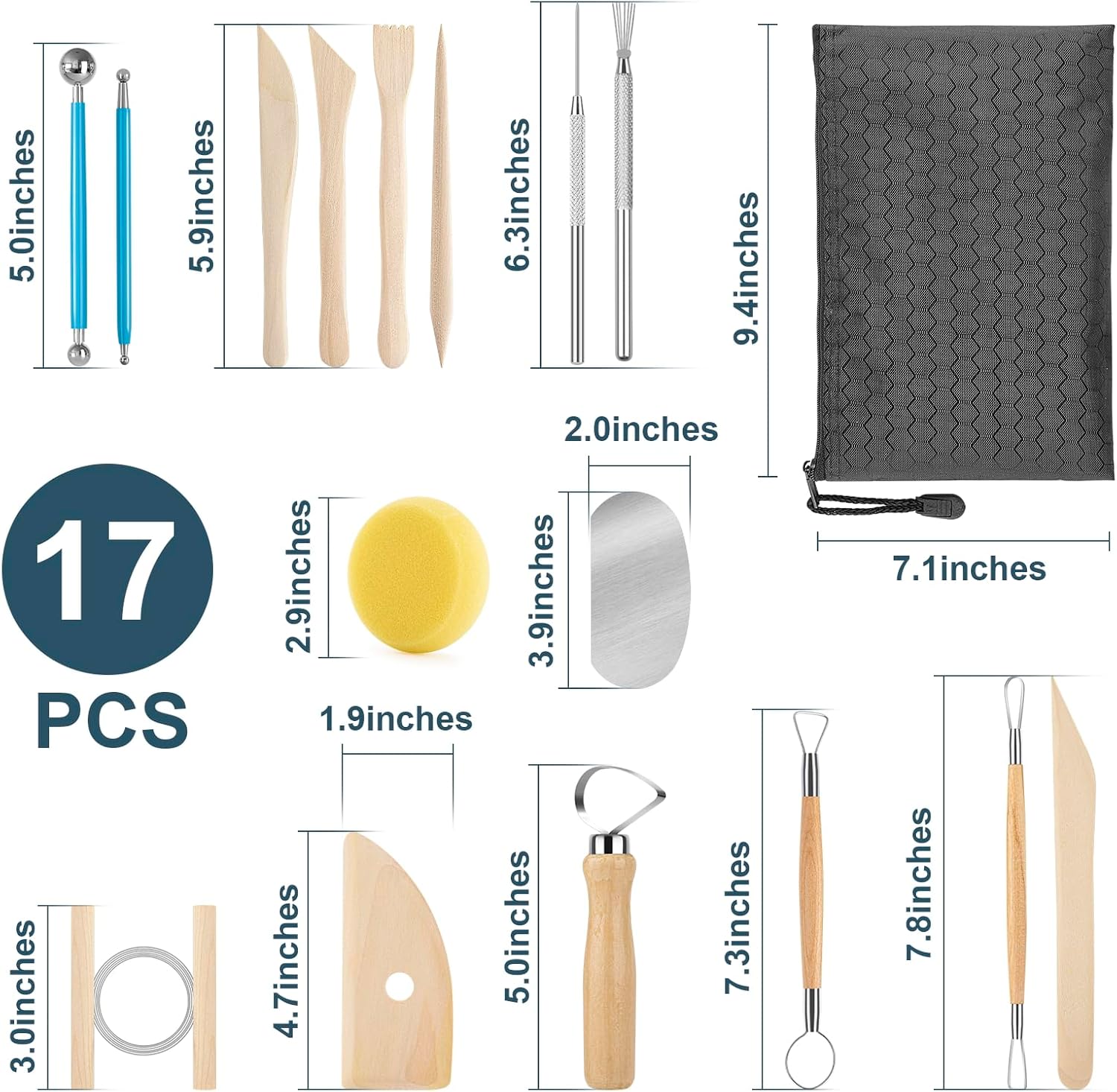 Pottery Tool Kit, 17pcs Polyme - Model Kit Tool ulasan dan harga