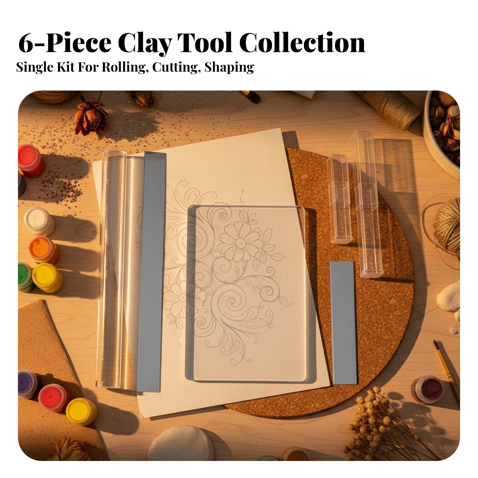 6 Pieces Acrylic Clay Cylinder - Model Kit Tool ulasan dan harga